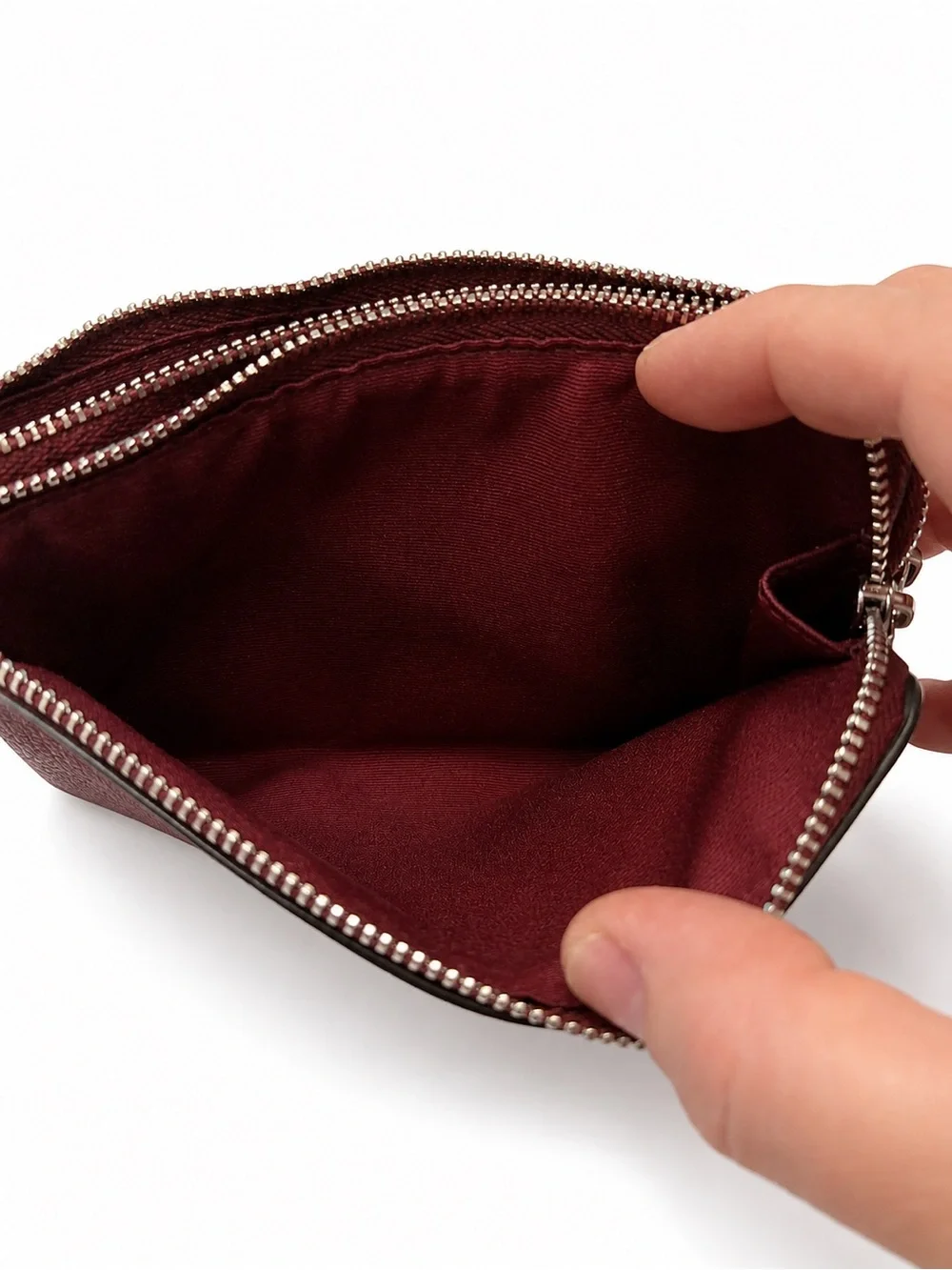 Coach Pebbled Leather Double Zip Wristlet